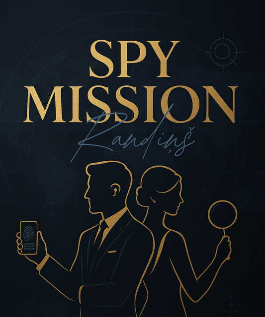 Cover of 'Spy Mission' with silhouettes of a man and woman holding a phone and mirror on a dark background.